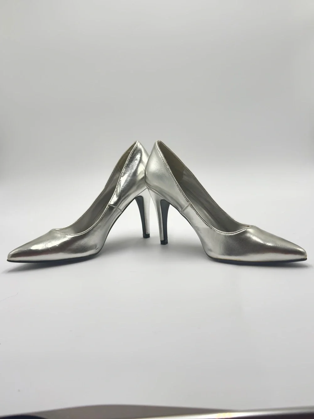 Qupid Silver Pointed-Toe Stiletto Pumps - Women's Dress Heels